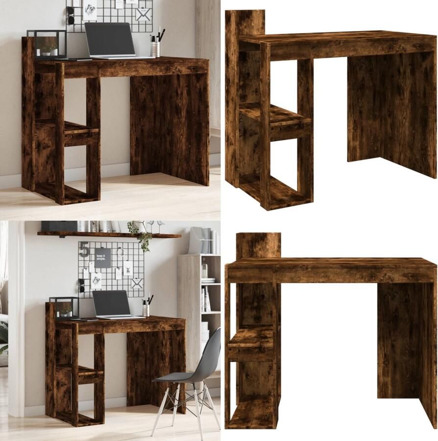 VidaXL Bureau 103 5x56 5x94 cm bewerkt hout gerookt eikenkleurig Bureau Bureaus Laptoptafel Computertafel