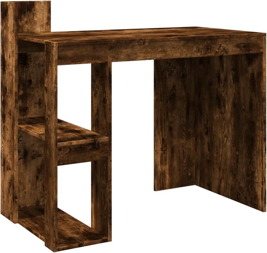 The Living Store Bureau Hout 103.5 x 56.5 x 94 cm Gerookt eiken Ruimtebesparend Kantoor Bureau Houten Bureau Met Lade Computer Bureau Ruim Bureau - Foto 2