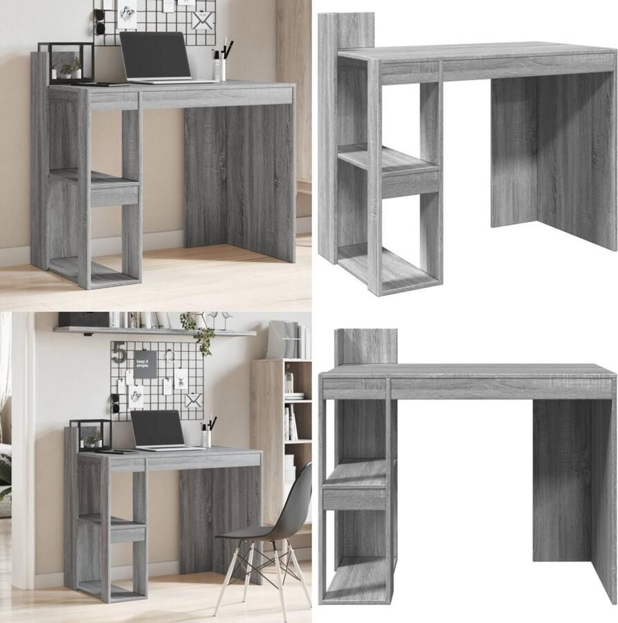 VidaXL Bureau 103 5x56 5x94 cm bewerkt hout grijs sonoma eikenkleurig Bureau Bureaus Laptoptafel Computertafel