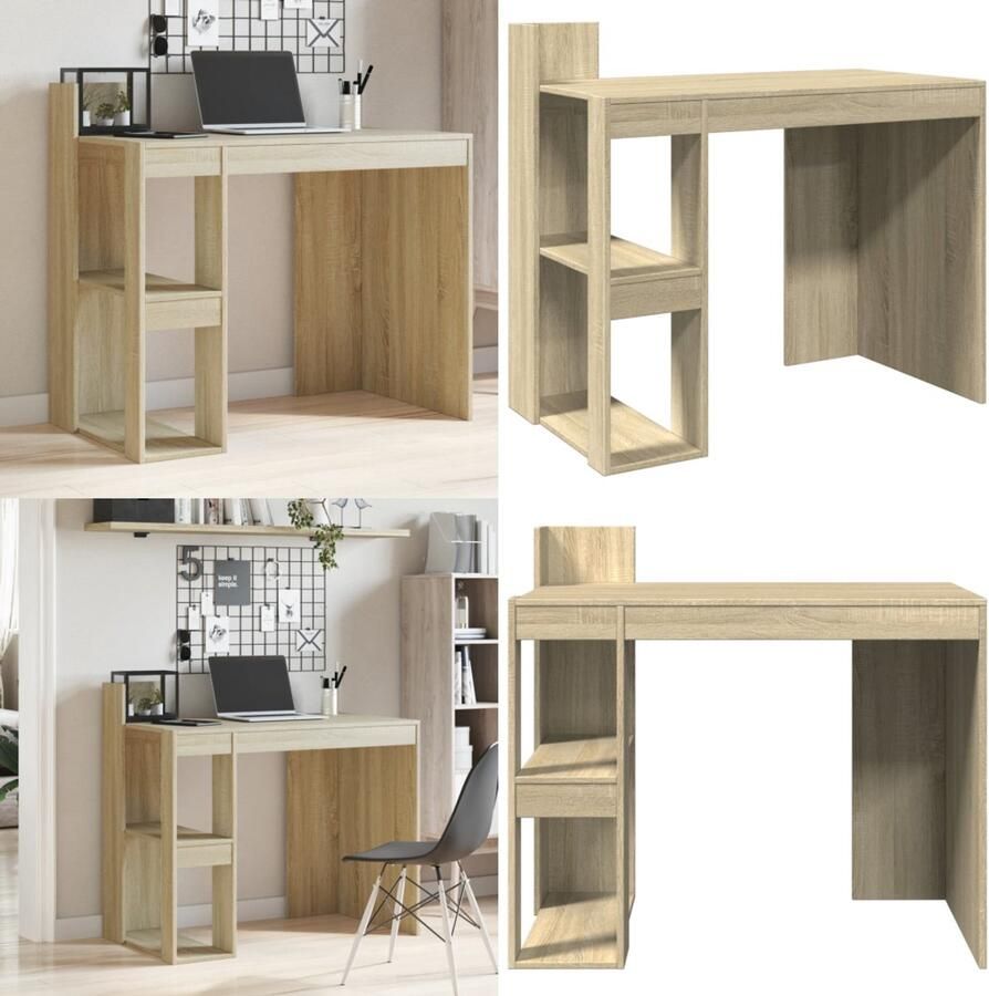 VidaXL Bureau 103 5x56 5x94 cm bewerkt hout sonoma eikenkleurig Bureau Bureaus Laptoptafel Computertafel