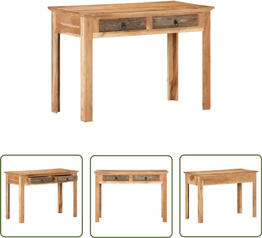 VidaXL Bureau 110x50x75 cm Massief Gerecycled Hout Schreibtafel Houten Bureau Vintage Bureau Recycled Wood Furniture Acacia Hout Handgemaakte Meubels Bureaublad Computer Bureau Home Office