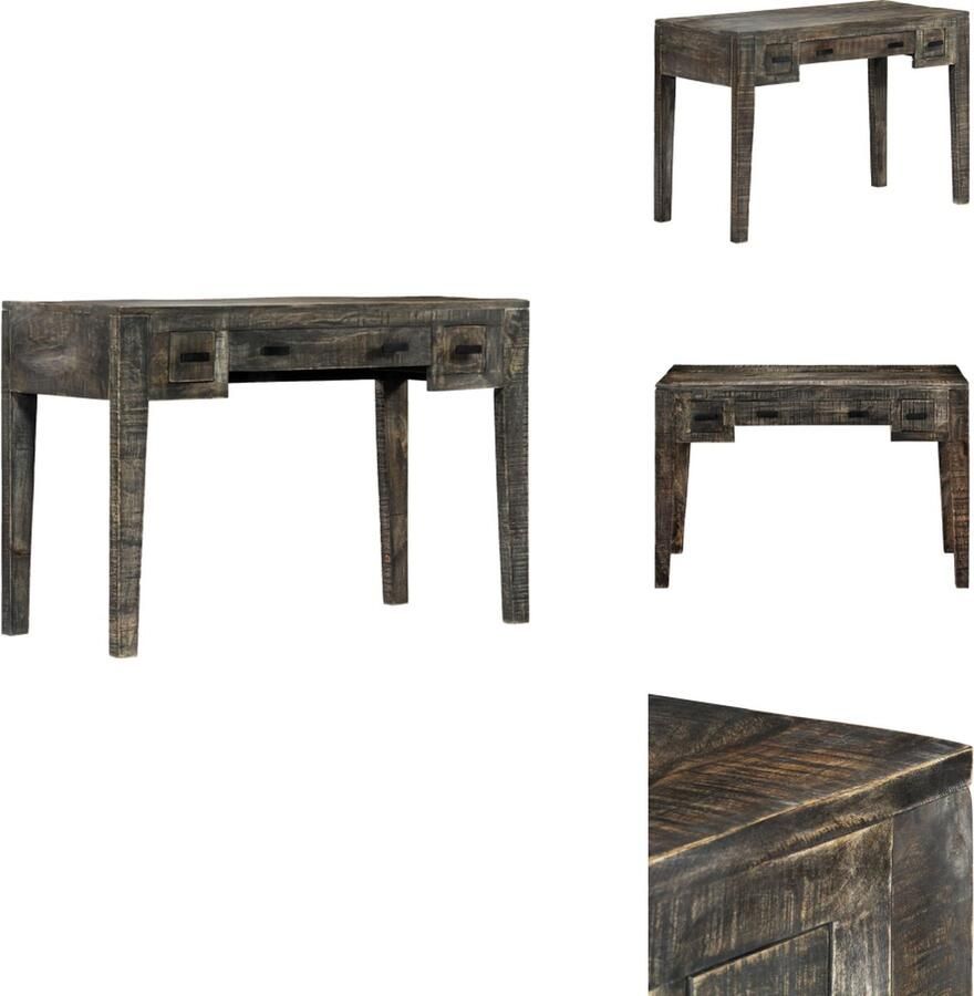 VidaXL -Bureau-110x50x75-cm-massief-mangohout-zwart