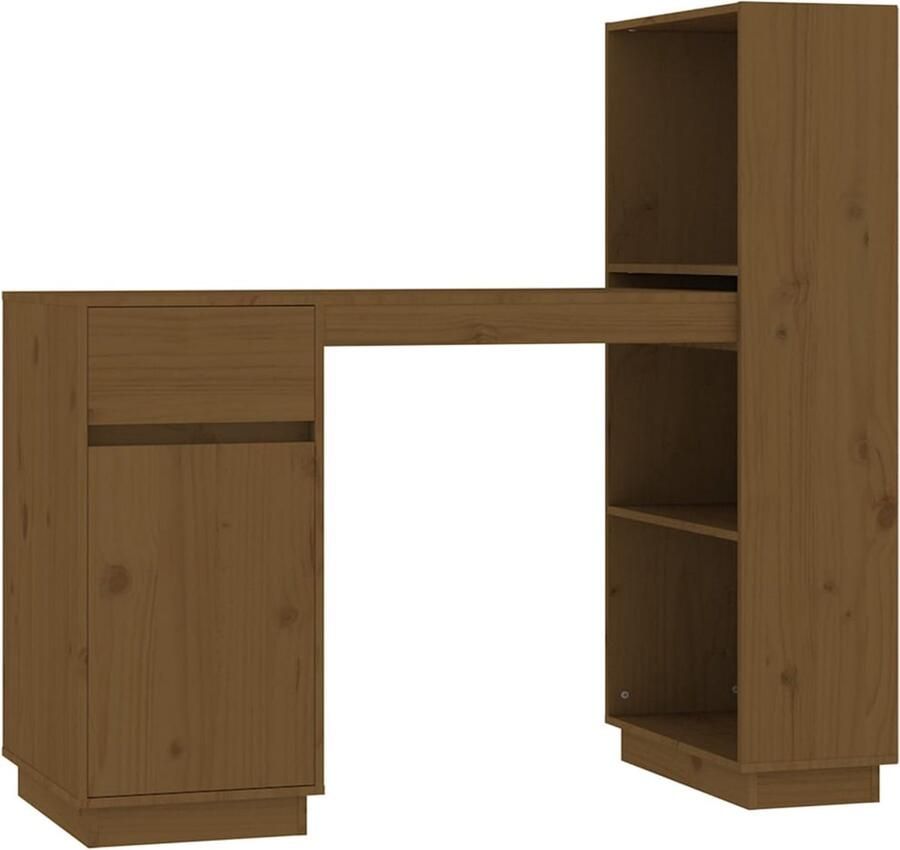 VidaXL -Bureau-110x53x117-cm-massief-grenenhout-honingbruin - Foto 3