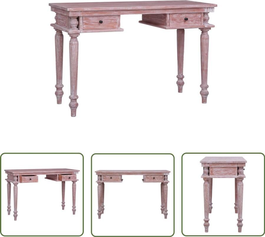 VidaXL Bureau 115x50x78 cm Massief Mahoniehout Mahoniet Bureau Houten Bureau Vintage Bureau Scandinavisch Bureau Modern Bureau Kantoor Bureau Studeer Tafel Schrijfblad Bureaublad Witwas