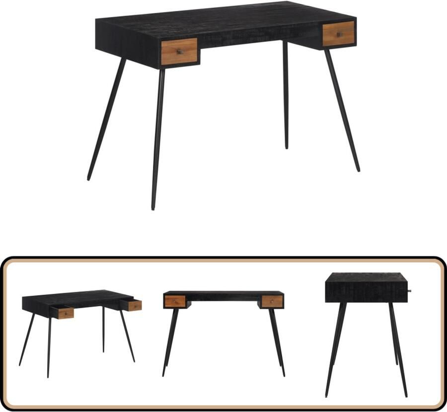 VidaXL Bureau 117x56 5x75 cm Gerecycled Teakhout Bureau Bureaus Laptoptafel Computertafel