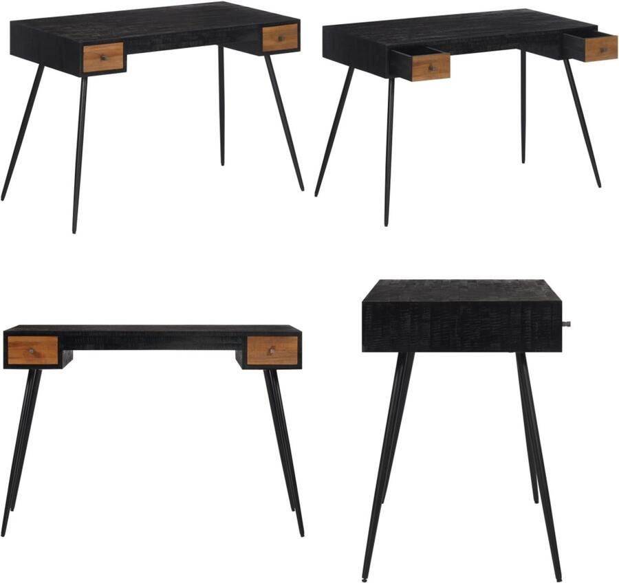 VidaXL Bureau 117x56 5x75 cm massief gerecycled teakhout Bureau Bureaus Laptoptafel Computertafel