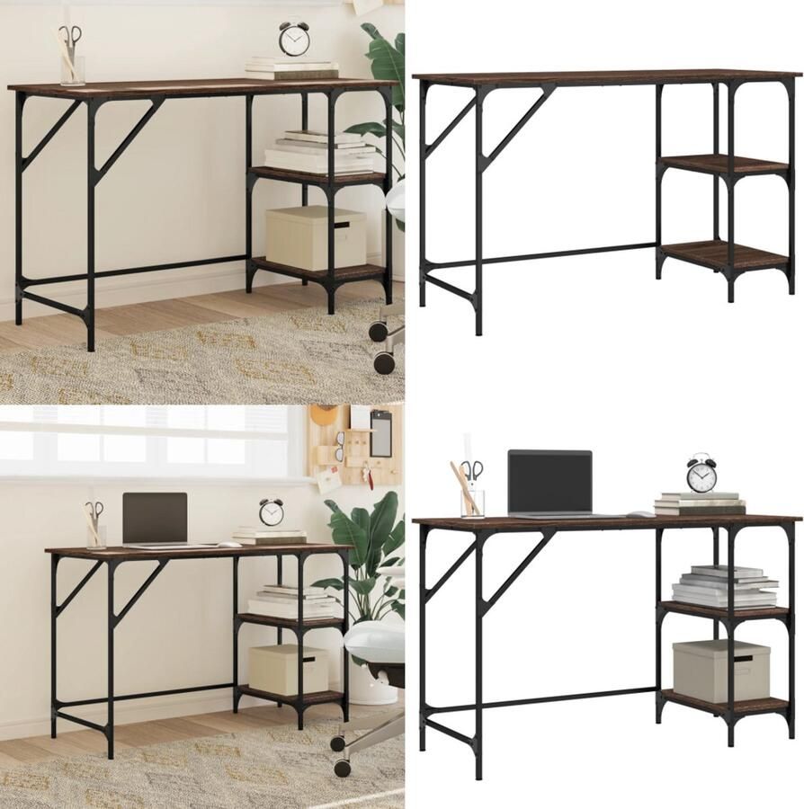 VidaXL Bureau 120x50x75 cm metaal en bewerkt hout bruin eikenkleur Bureau Bureaus Laptoptafel Computertafel