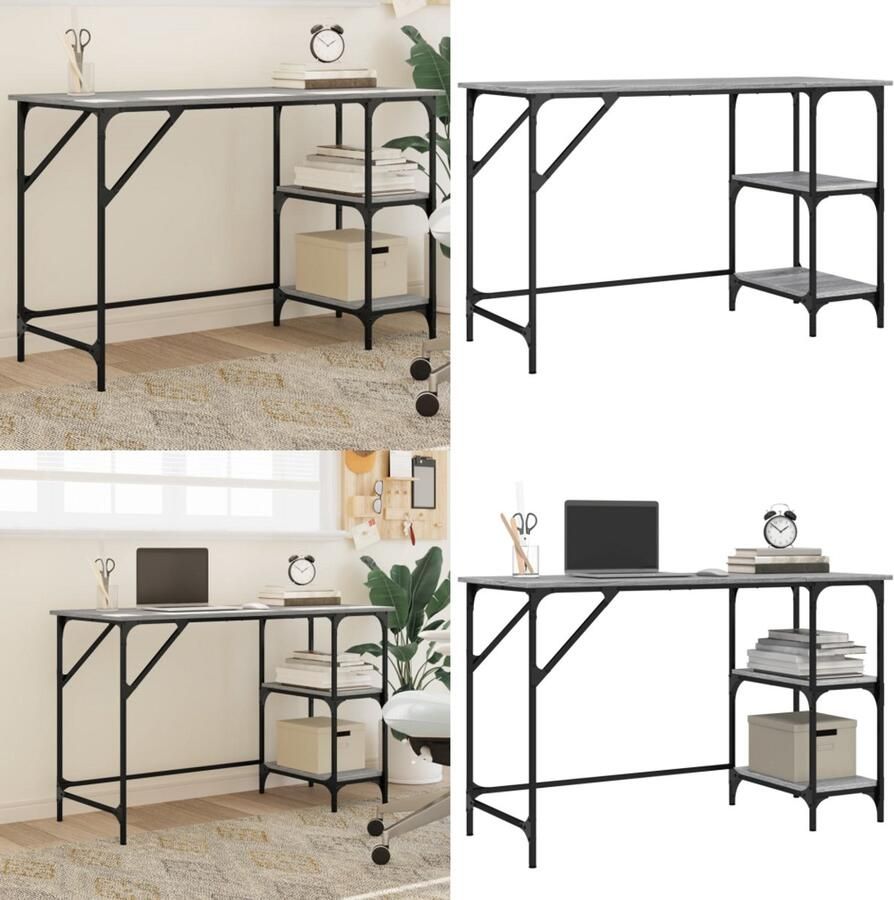 VidaXL Bureau 120x50x75 cm metaal en bewerkt hout grijs sonoma eiken Bureau Bureaus Laptoptafel Computertafel