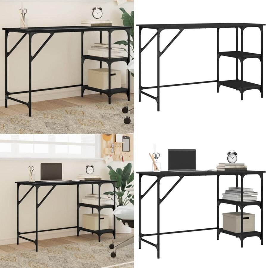 VidaXL Bureau 120x50x75 cm metaal en bewerkt hout zwart Bureau Bureaus Laptoptafel Computertafel