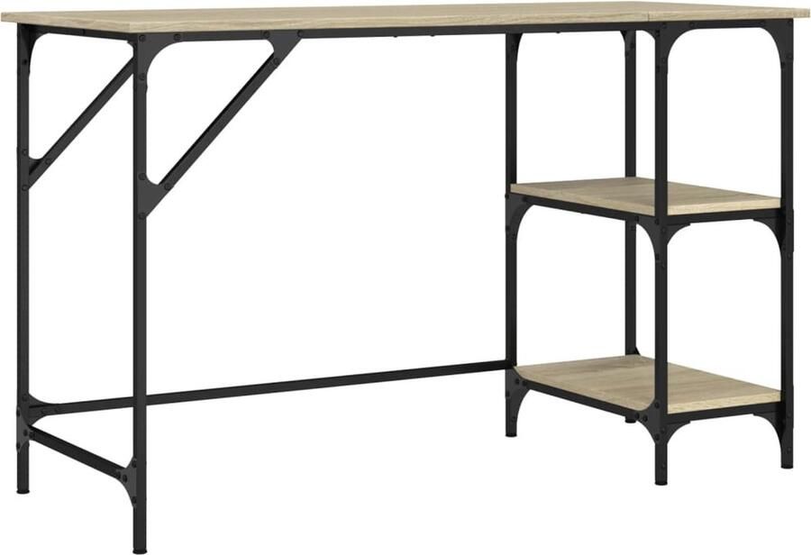 VidaXL Bureau 120x50x75 cm Sonoma Eiken Metaal Kantoorbureau Bureau Houten Bureau Sonoma Eiken Bureau Met Lade Ergonomisch Bureau
