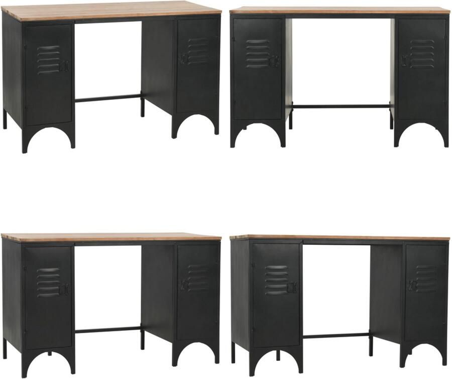 VidaXL Bureau 120x50x76 cm massief vurenhout en staal Bureau Bureaus Computerbureau Computerbureaus