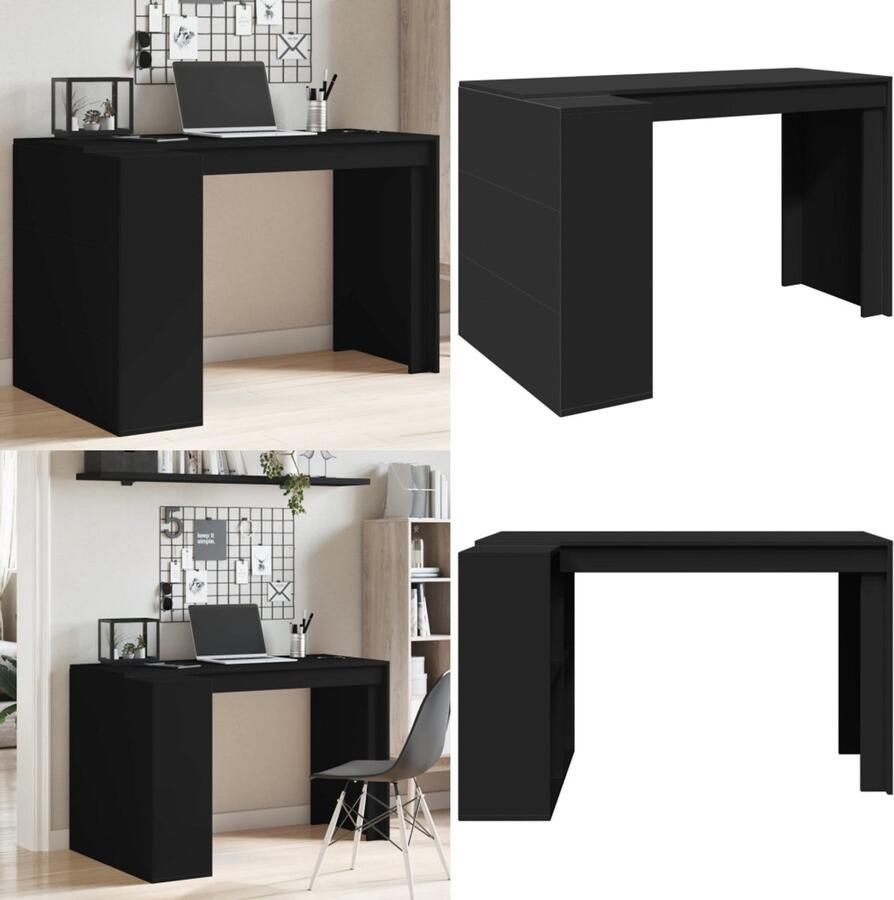 VidaXL Bureau 123 5x73 5x75 cm bewerkt hout zwart Bureau Bureaus Laptoptafel Computertafel