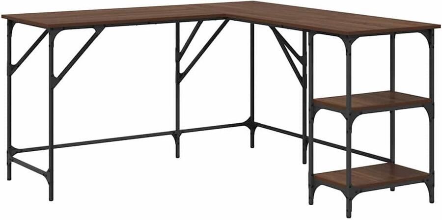 VidaXL -Bureau-139x139x75-cm-bewerkt-hout-bruineikenkleurig - Foto 4