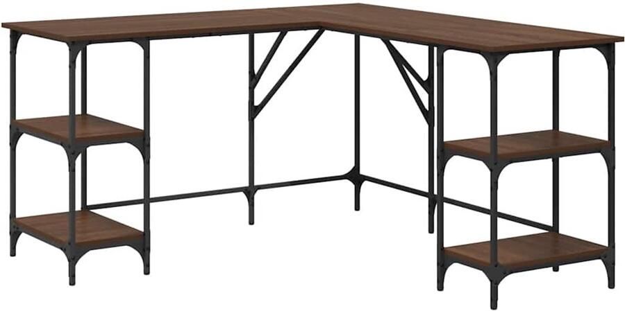 VidaXL -Bureau-139x139x75-cm-bewerkt-hout-bruineikenkleurig - Foto 3