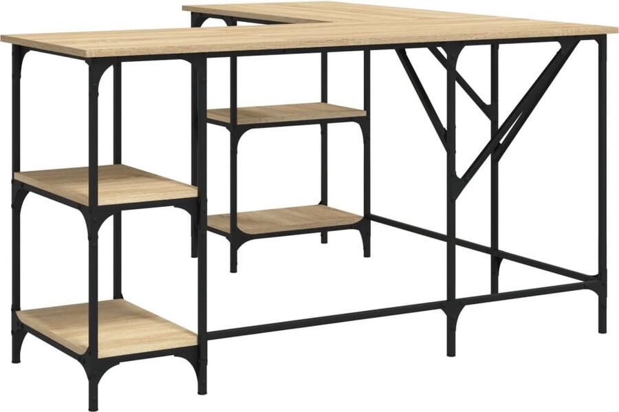 VidaXL -Bureau-139x139x75-cm-bewerkt-hout-sonoma-eikenkleurig - Foto 3