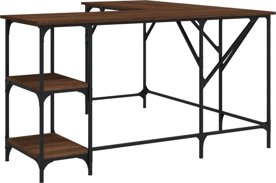 VidaXL Bureau 139x139x75 cm Bruin Eikenkleur Bureau Bureaus Laptoptafel Computertafel