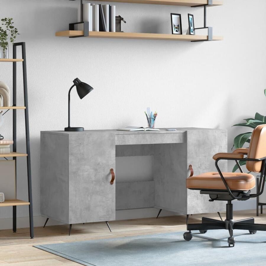 VidaXL Bureau 140x50x75 cm Betongrijs Bewerkt hout Industrieel Bureau Beton Grijs Compact Bureau Studentenkamer Bureau Kantoor Bureau