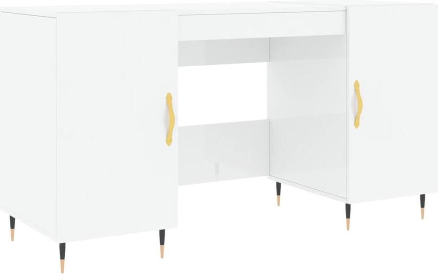 VidaXL -Bureau-140x50x75-cm-bewerkt-hout-hoogglans-wit