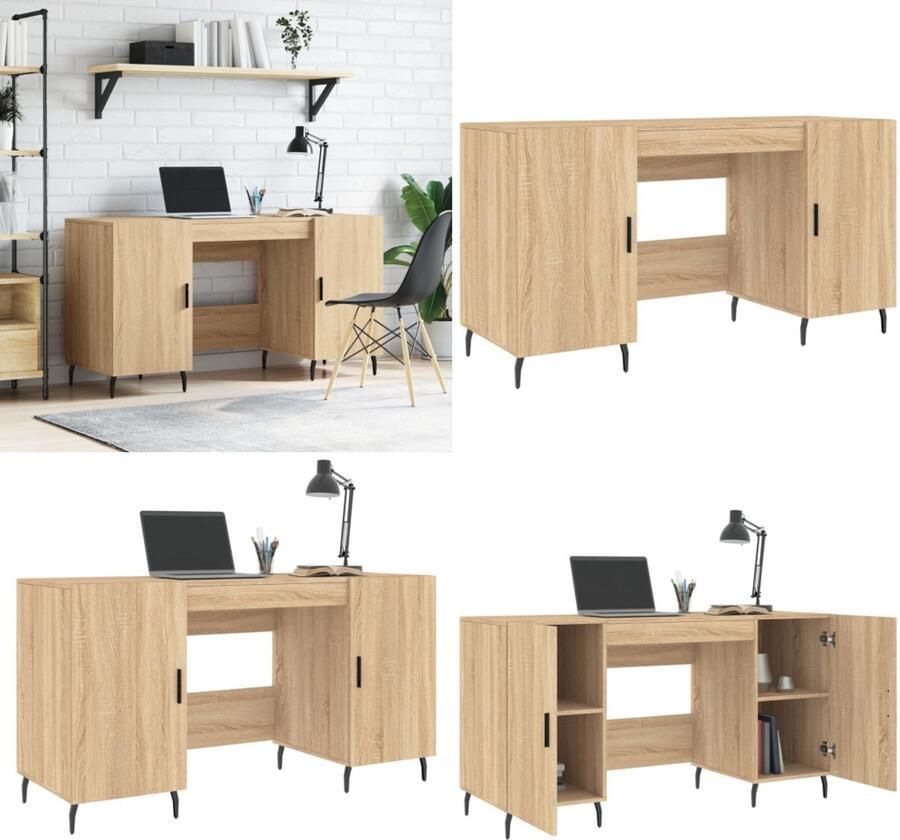 VidaXL Bureau 140x50x75 cm bewerkt hout sonoma eikenkleurig Bureau Bureaus Schrijftafel Buro