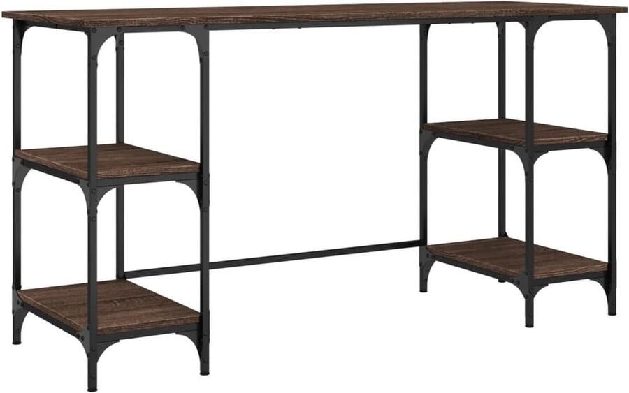 VidaXL Bureau 140x50x75 cm bruin eiken met metaal Bureau Bureaus Laptoptafel Computertafel