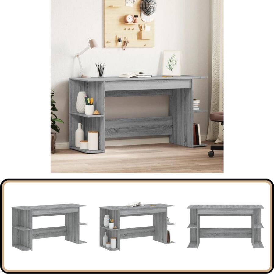 VidaXL -Bureau-140x50x75-cm-bewerkt-hout-grijs-sonoma-eikenkleurig