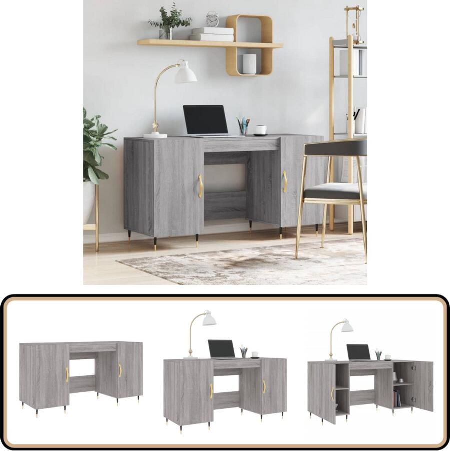 VidaXL Bureau 140x50x75 cm Grijs Sonoma Eiken Bureau Houten Bureau Grijze Bureau Compact Bureau Studentenkamer Bureau Kantoor Bureau Ergonomisch Bureau Opslagcompartimenten