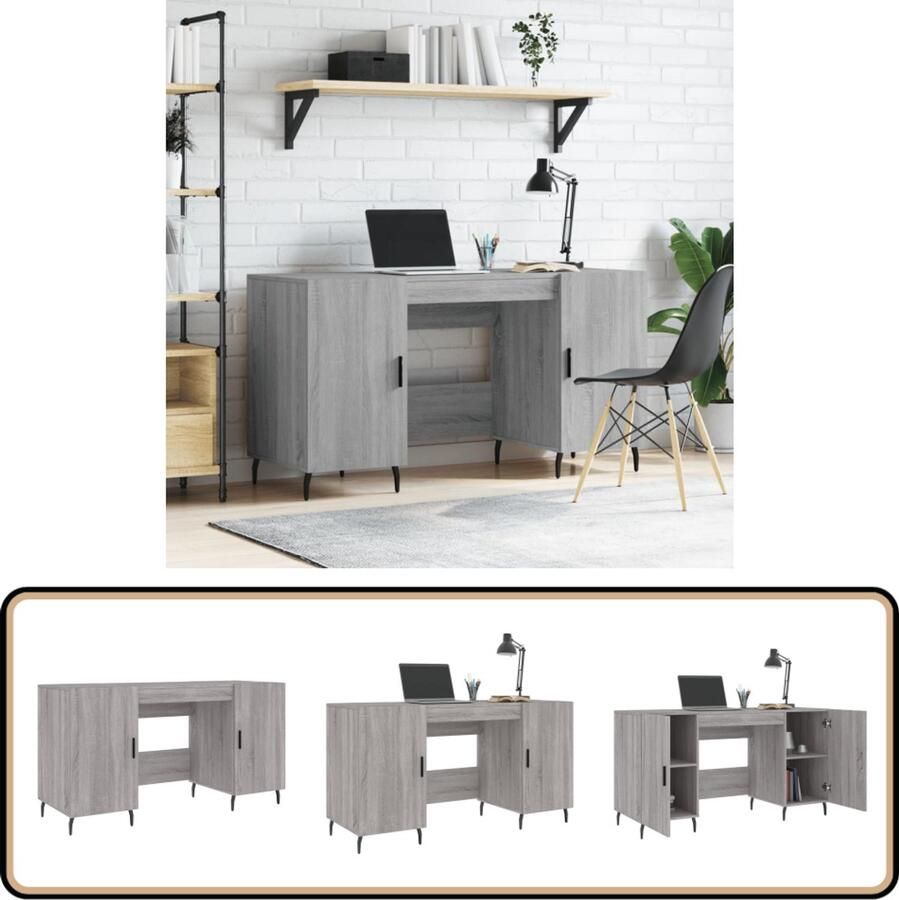 VidaXL Bureau 140x50x75 cm Grijs Sonoma Eiken Bureau Houten Bureau Industrieel Bureau Grijze Bureau Sonoma Eiken Bureau Compact Bureau Studentenkamer Bureau