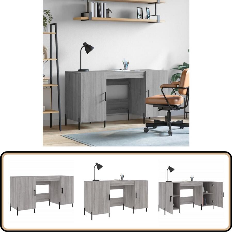 VidaXL Bureau 140x50x75 cm Grijs Sonoma Eiken Bureau Schrijfbureau Werkplek Houten Bureau Grijze Bureau