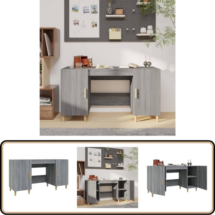 VidaXL Bureau 140x50x75 cm Grijs Sonoma Eiken Kantoormeubilair Bureau Computerbureau Schrijfbureau Home Office