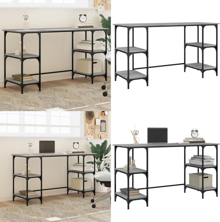 VidaXL Bureau 140x50x75 cm metaal en bewerkt hout grijs sonoma eiken Bureau Bureaus Laptoptafel Computertafel