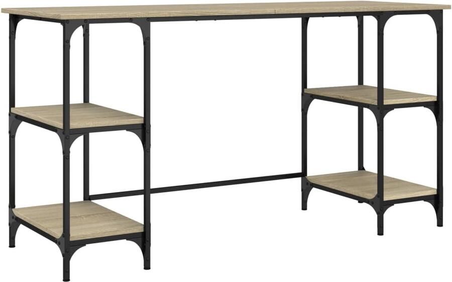 VidaXL Bureau 140x50x75 cm Sonoma eiken & metaal