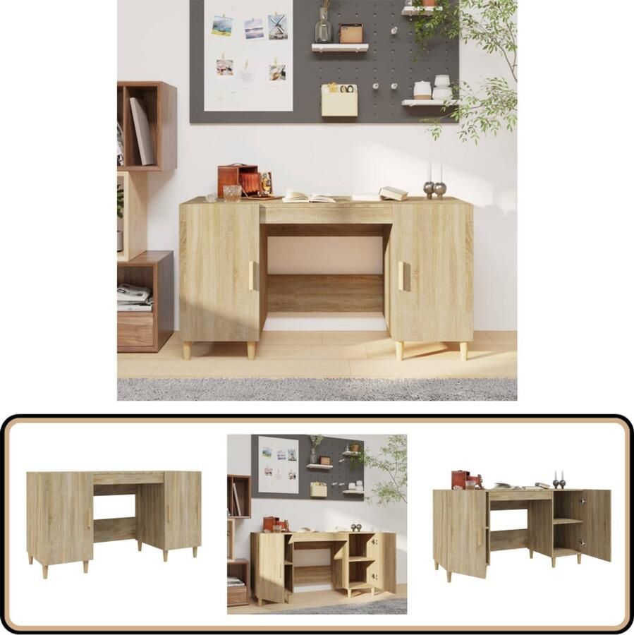 VidaXL Bureau 140x50x75 cm Sonoma eikenkleur Kantoormeubilair Bureau Houten Bureau Sonoma Eiken Compact Bureau Thuiswerkplek Ergonomische Bureaublad