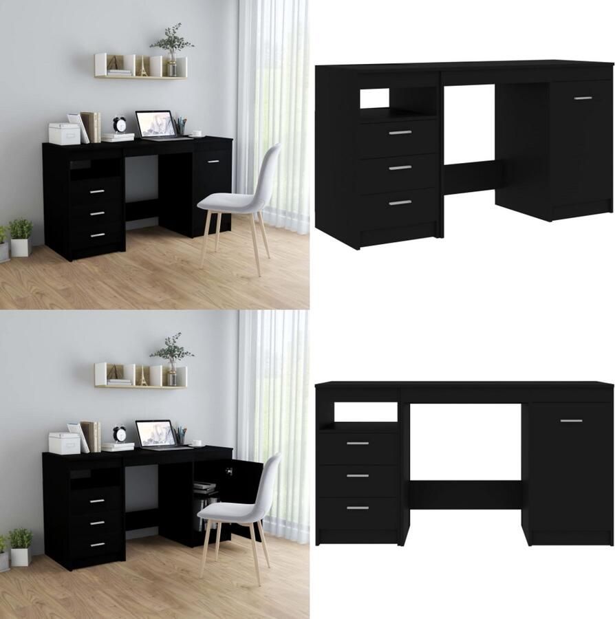 VidaXL Bureau 140x50x76 cm bewerkt hout zwart Bureau Bureaus Tafel Tafels