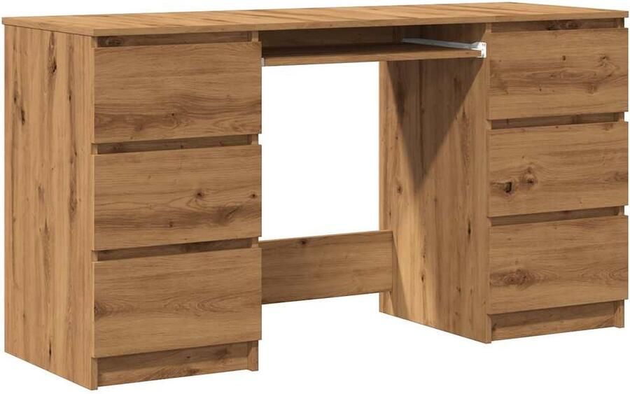 VidaXL Bureau 140x50x77 cm bewerkt hout artisanaal eikenkleur