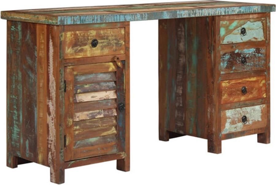 VidaXL Bureau 140x50x77 cm massief gerecycled hout