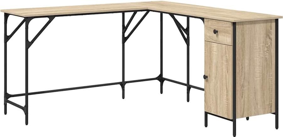 VidaXL -Bureau-141x141x75-cm-bewerkt-hout-sonoma-eikenkleurig - Foto 3