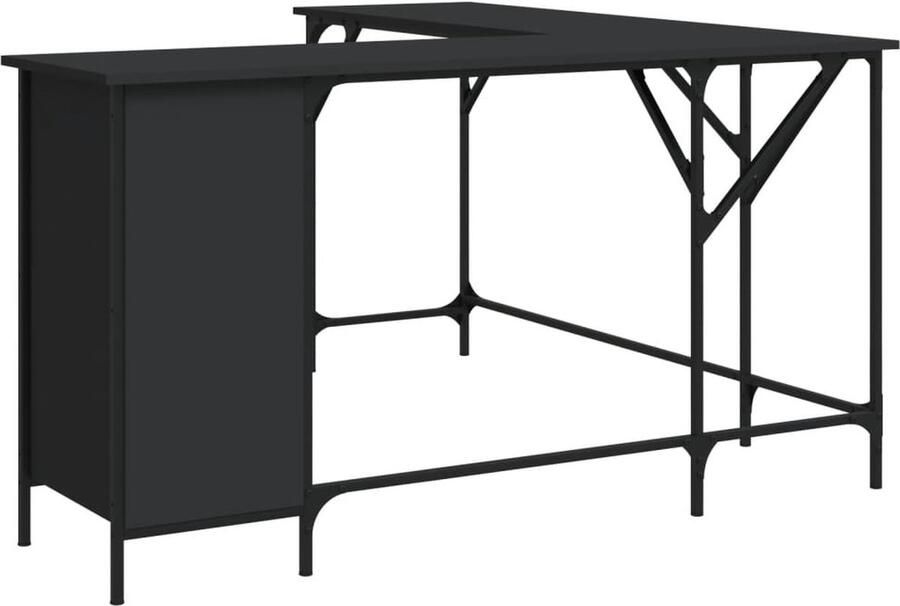 VidaXL Bureau 141x141x75 cm Zwart Bewerkte Hout Bureau Bureaus Laptoptafel Computertafel