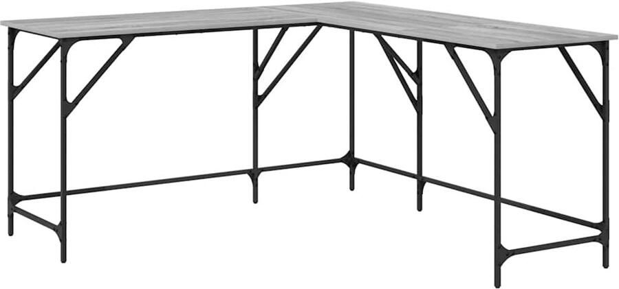 VidaXL -Bureau-149x149x75-cm-bewerkt-hout-grijs-sonoma-eikenkleurig - Foto 3