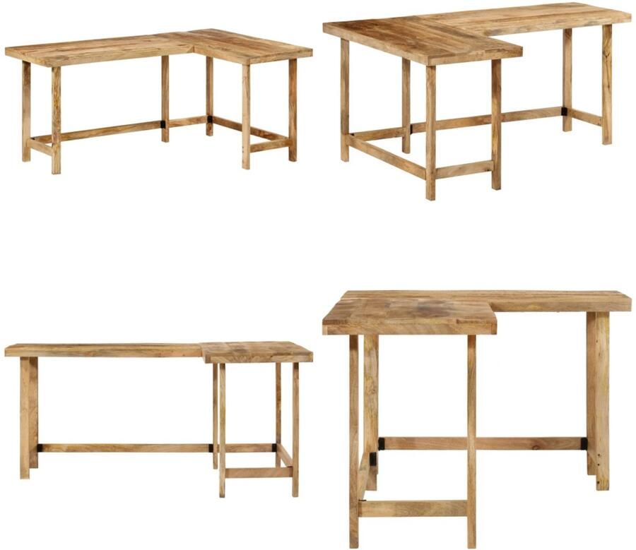 VidaXL Bureau 165x110x75 cm massief mangohout Bureau Bureaus Computerbureau Hoekbureau