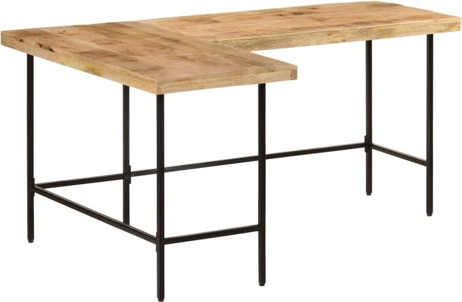 VidaXL Bureau 165x110x77 cm Mangohout & IJzer Bureau Bureaus Computerbureau Hoekbureau