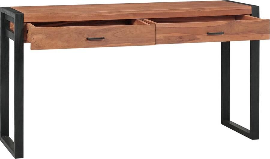 VidaXL Bureau 2 Lades Teakhout 140x40x75 cm Houten Bureau Teakwood Bureau Met Lades Home Office Meubilair Werkblad Laptop Tafel Vintage Bureau Landelijk Bureau Industriële Bureau Kantoormeubelen