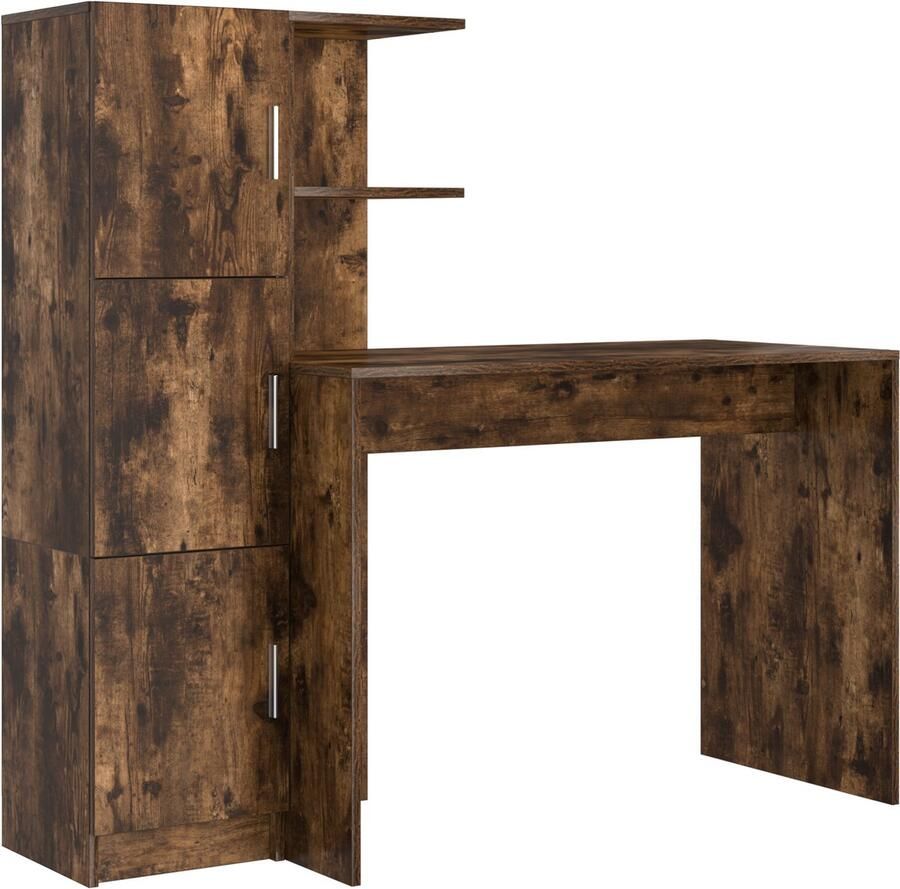 VidaXL Bureau met Opslag Gerookt Eiken Geengineerd Hout - Foto 2