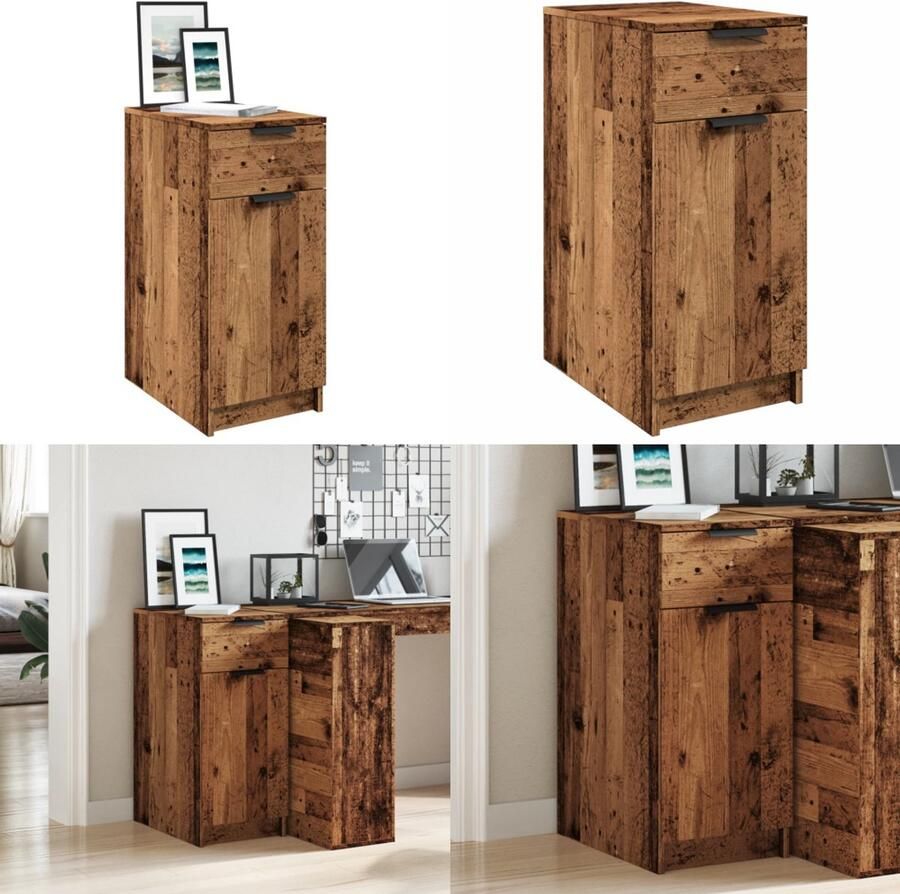 VidaXL Bureau 33x50x75 cm bewerkt hout oud houtkleurig Bureaukast Bureaukasten Opbergkast Kantoorkast