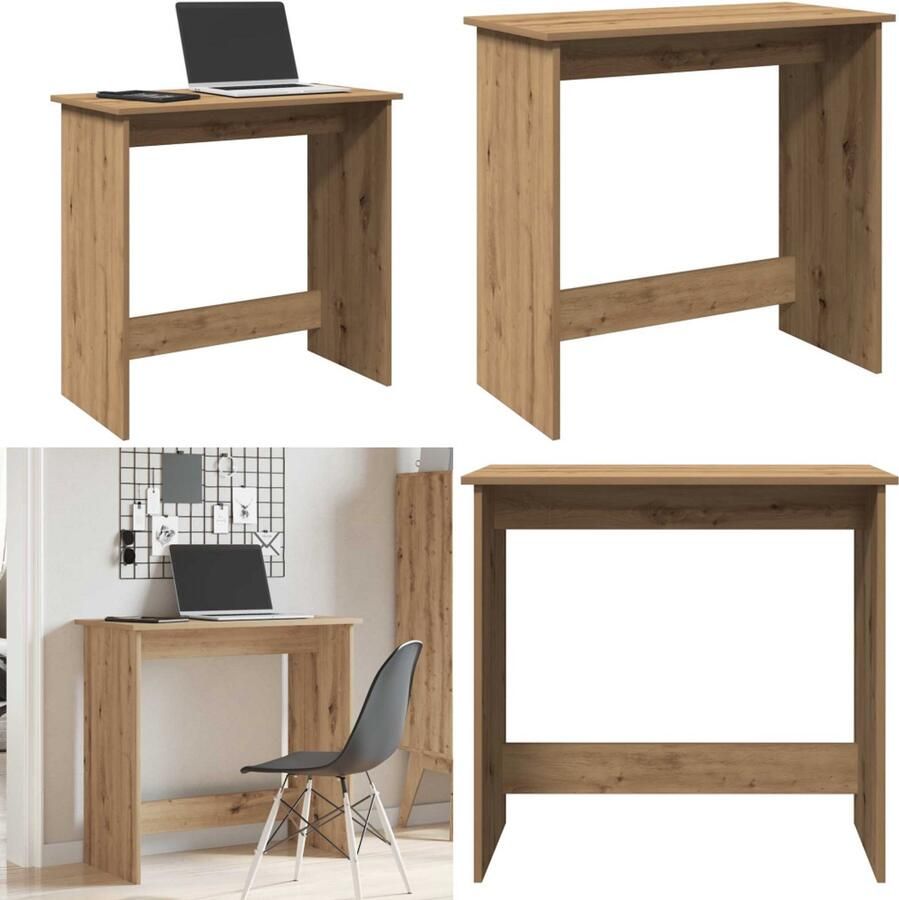VidaXL Bureau 80x40x75 cm bewerkt hout artisanaal eikenkleurig Bureau Bureaus Schrijftafel Buro