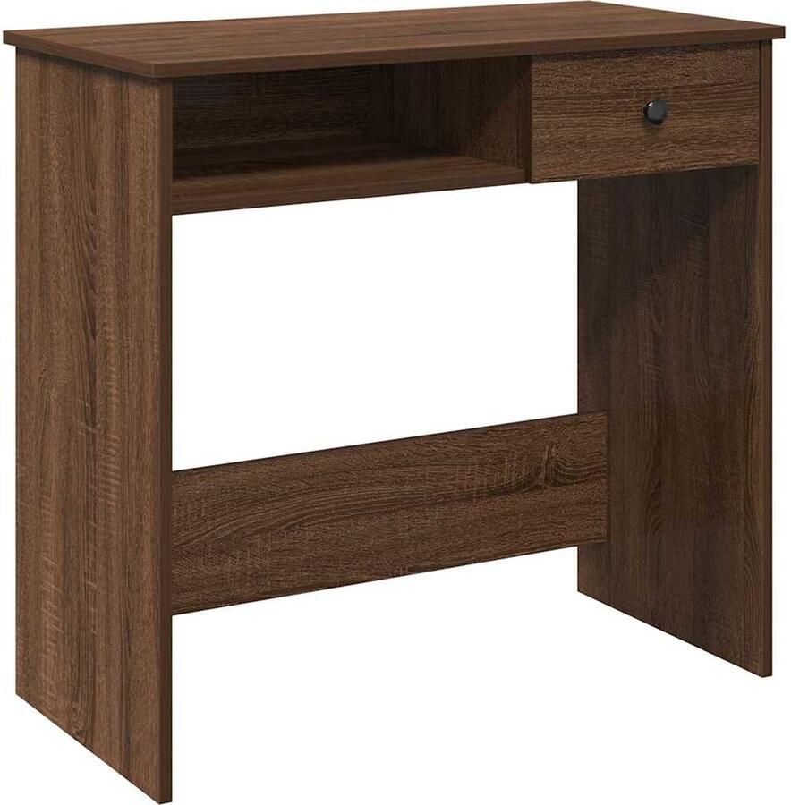 VidaXL Bureau 80x40x75 cm Bruin Eikenhout Kantoormeubel Bureau Houten Bureau Studie Buro Compact Bureau - Foto 2