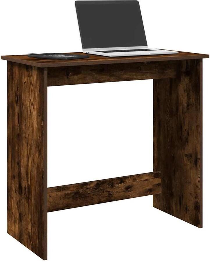 The Living Store Bureau 80x40x75 cm bewerkt hout gerookt eikenkleurig Bureau Houten Bureau Werktafel Laptopstandaard Home Office - Foto 2