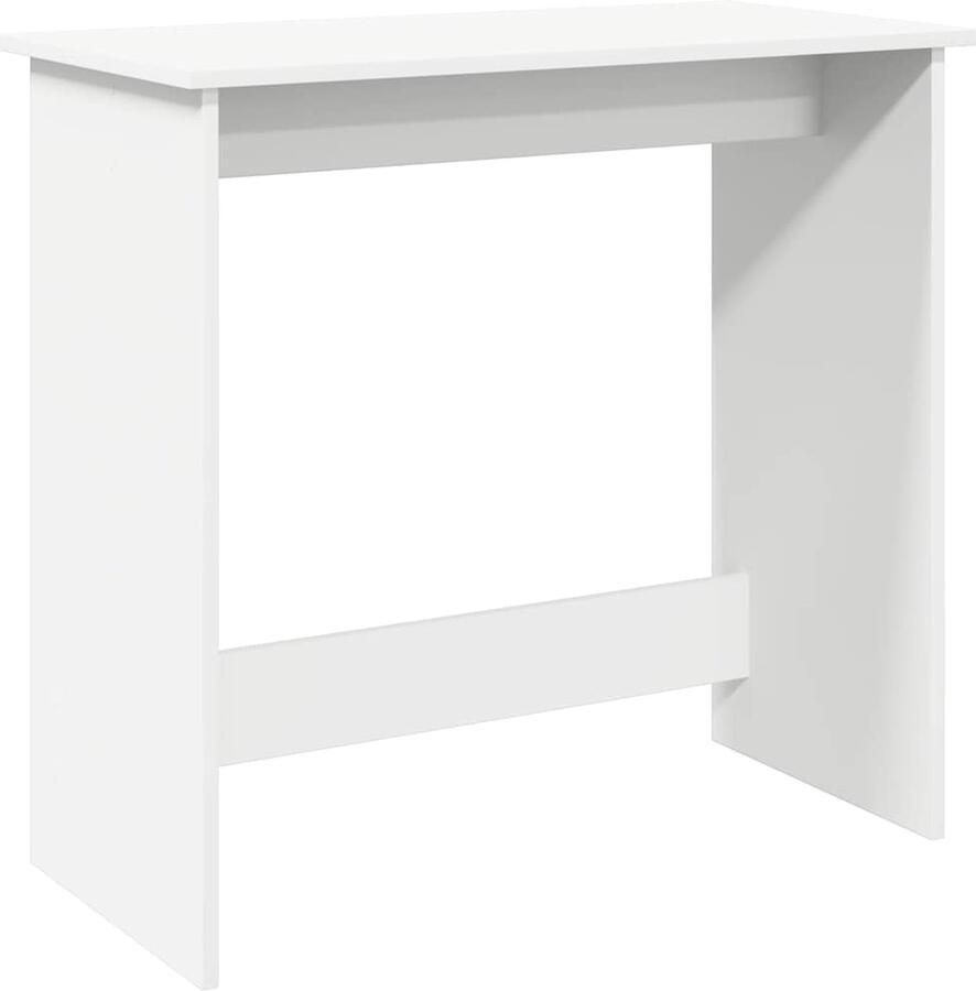 The Living Store Bureau 80x40x75 cm bewerkt hout wit Kantoormeubel Bureau Houten Bureau Wit Bureau Compact Bureau - Foto 2