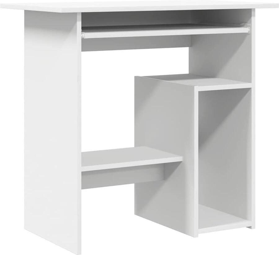 VidaXL Bureau 80x45x74 cm Bewerkte hout Wit Modern Bureau Computerbureau Kantoorbureau Thuiswerkplek Compact Bureau Witte Bureau Houten Bureau Spaanplaat Bureau Budget Bureau Student Bureau
