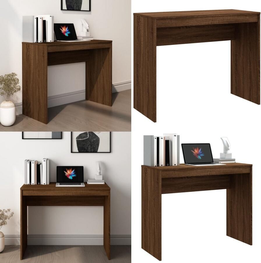 VidaXL Bureau 90x40x72 cm bewerkt hout bruin eikenkleur Bureau Bureaus Schrijftafel Buro