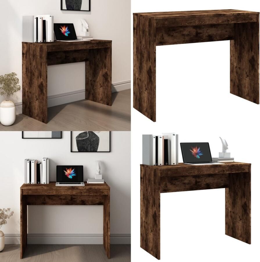VidaXL Bureau 90x40x72 cm bewerkt hout gerookt eikenkleurig Bureau Bureaus Schrijftafel Buro